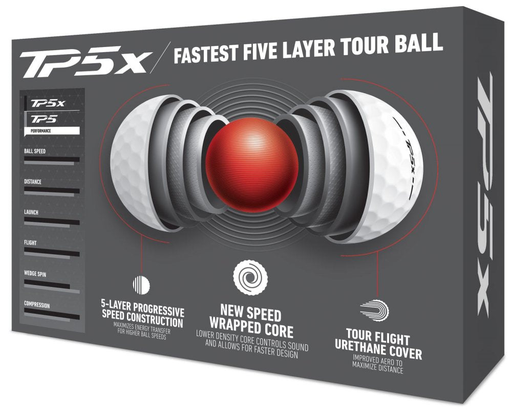 TaylorMade TP5x 2024, bílé golfové míčky