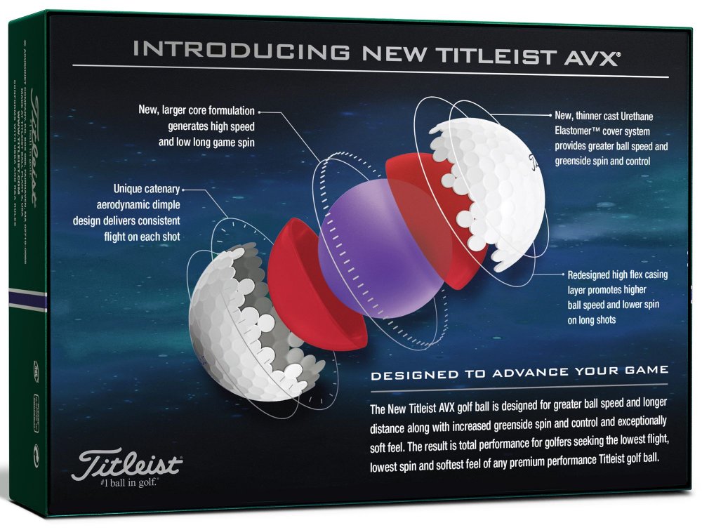 Titleist AVX 2020, bílé golfové míčky