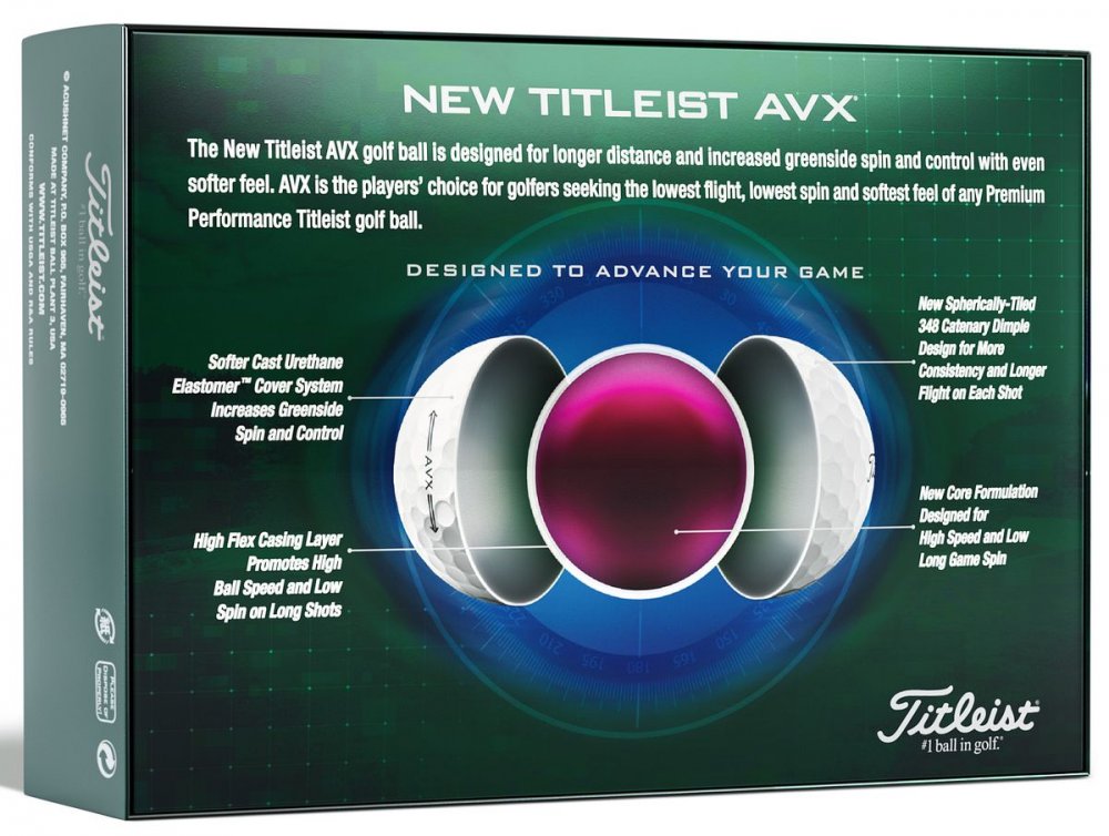 Titleist AVX, bílé golfové míčky