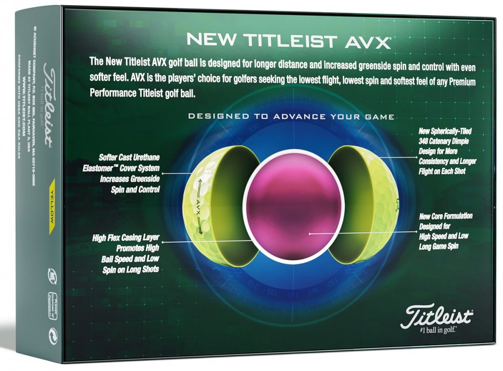 Titleist AVX, žluté golfové míčky