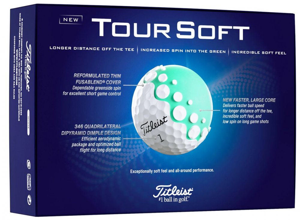 Titleist Tour Soft 2024, bílé golfové míčky