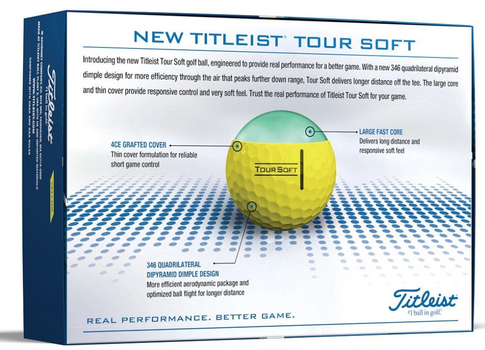 Titleist Tour Soft, žluté golfové míčky