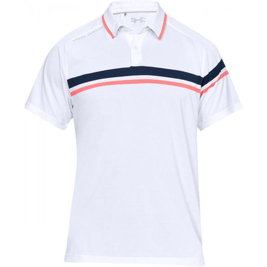 Under Armour Tour Tips Drive Polo, White, Mod Gray