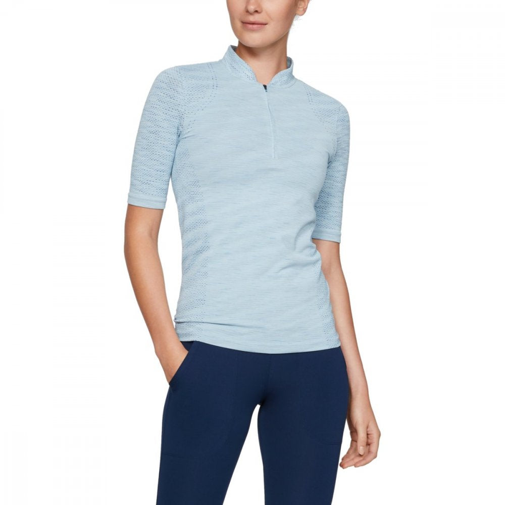 Under Armour Zinger Seamless Zip Polo, Coded Blue, Ink