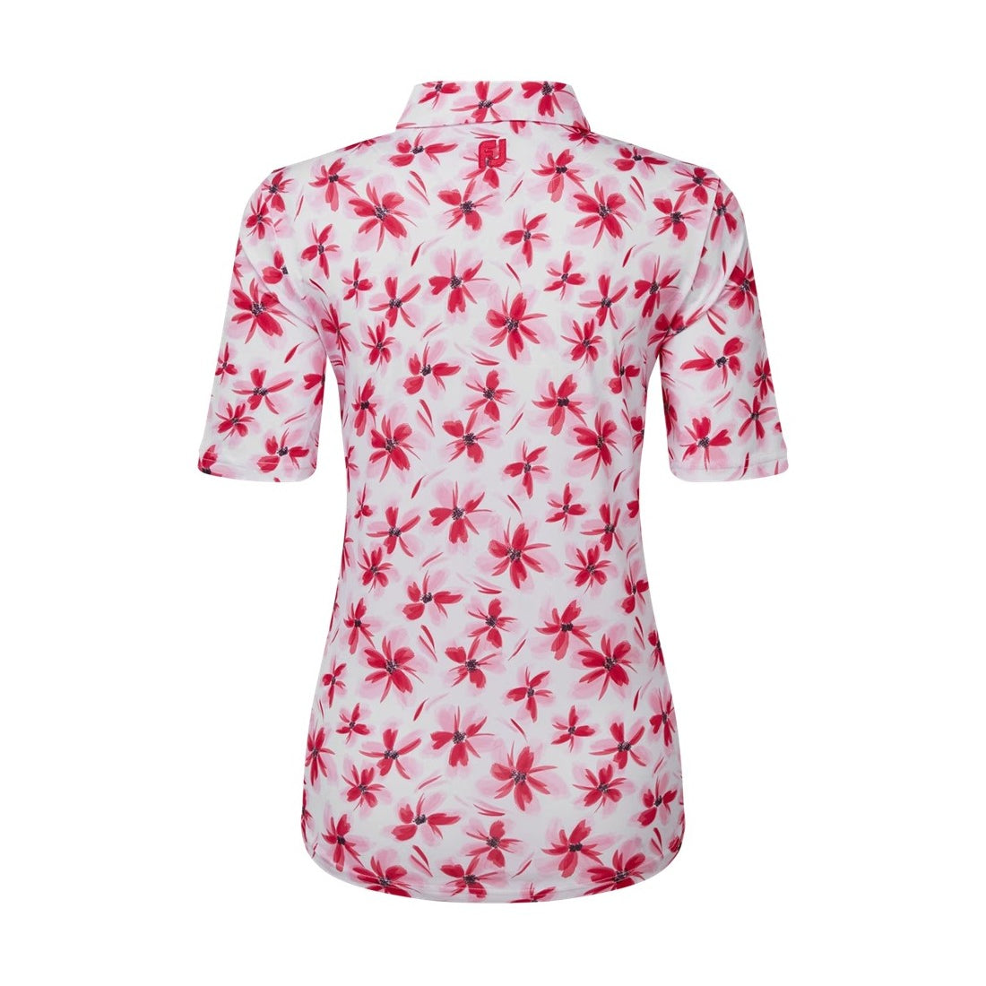 Footjoy Floral Print Lisle Golf Polo Shirt, Pink Red White, dámské golfové tričko