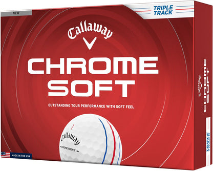 Callaway Chrome Soft 26 Triple Track, weiße Golfbälle mit verbesserter Ausrichtungshilfe