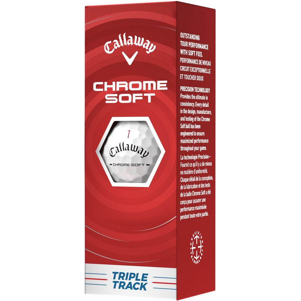 Callaway Chrome Soft 26 Triple Track, weiße Golfbälle mit verbesserter Ausrichtungshilfe
