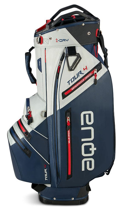 BigMax Aqua Tour 4, White, Navy, Red, golfový bag na vozík
