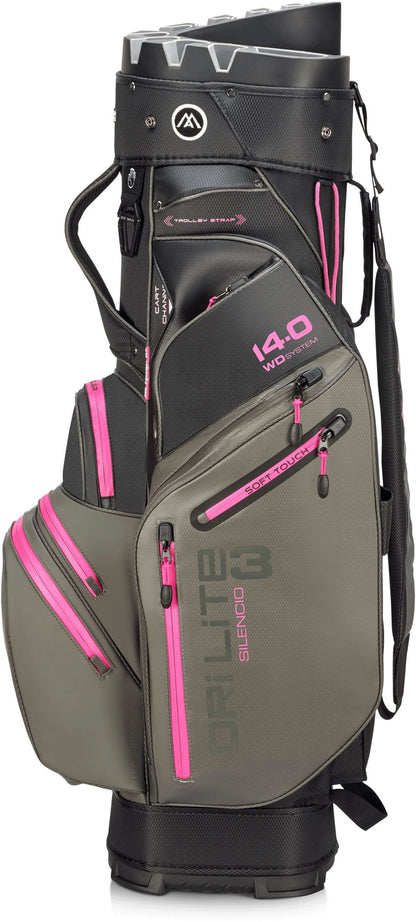 BigMax Dri Lite Silencio 3, Charcoal, Black, Fuchsia, tichý golfový bag na vozík