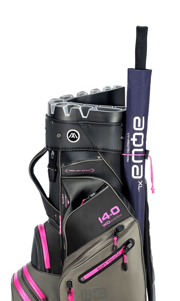 BigMax Dri Lite Silencio 3, Charcoal, Black, Fuchsia, tichý golfový bag na vozík