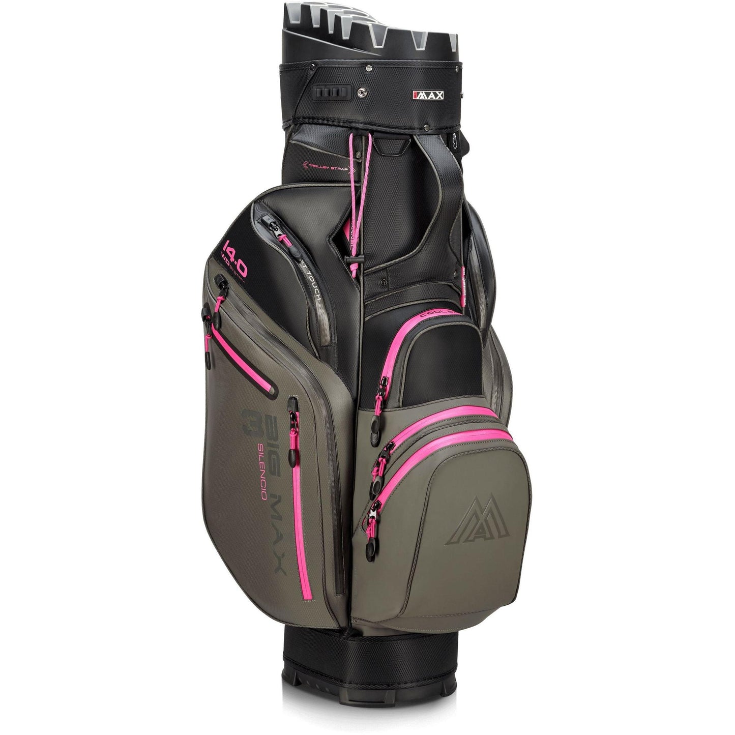 BigMax Dri Lite Silencio 3, Charcoal, Black, Fuchsia, tichý golfový bag na vozík