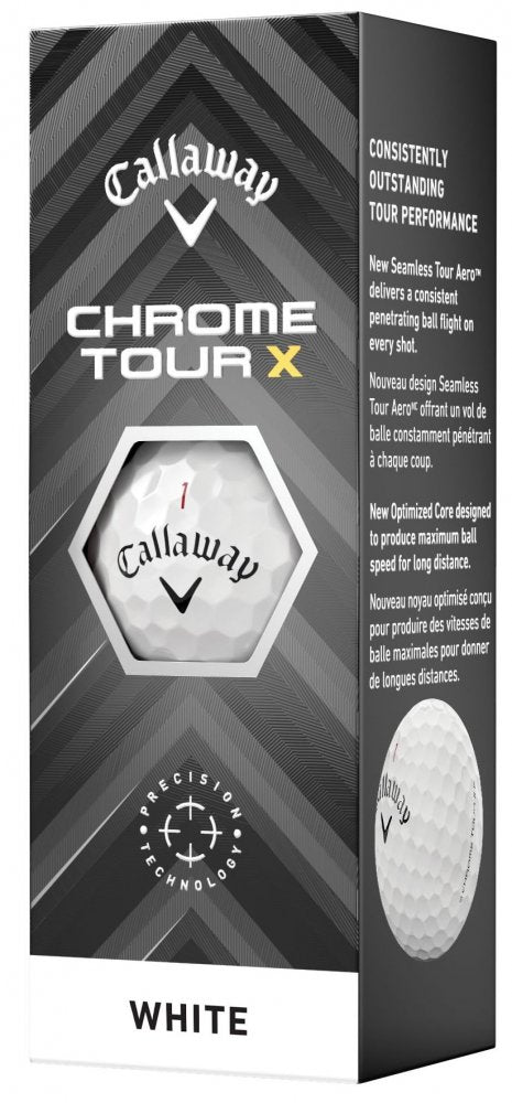 Callaway Chrome Tour X 24, bílé golfové míčky
