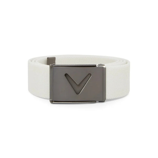 Callaway Solid Webbed Belt, Bright White, pánský golfový pásek
