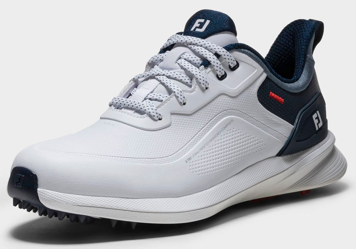 FootJoy Pro SL Wide, White, Blue, Red, men's golf shoes