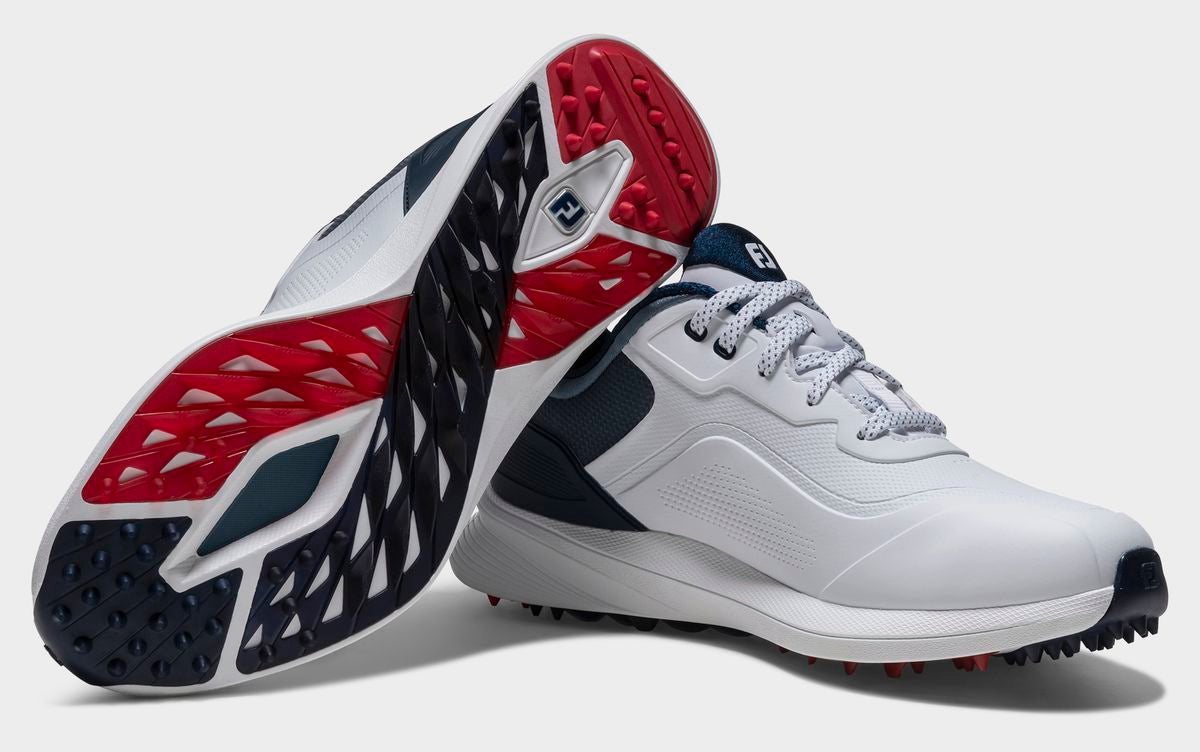 FootJoy Pro SL Wide, White, Blue, Red, men's golf shoes