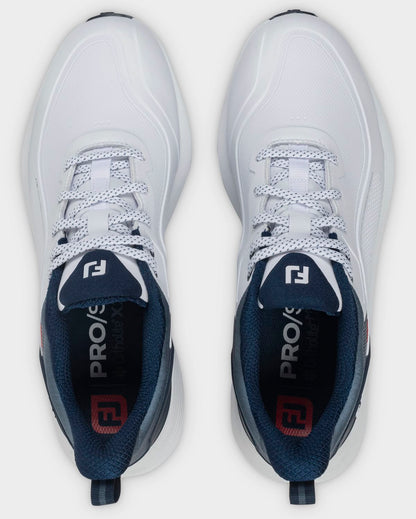 FootJoy Pro SL Wide, White, Blue, Red, men's golf shoes