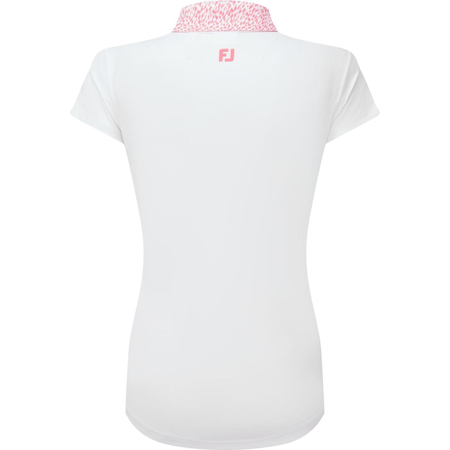 FootJoy Cap Sleeve Print Trim, White, Pink, dámské golfové tričko