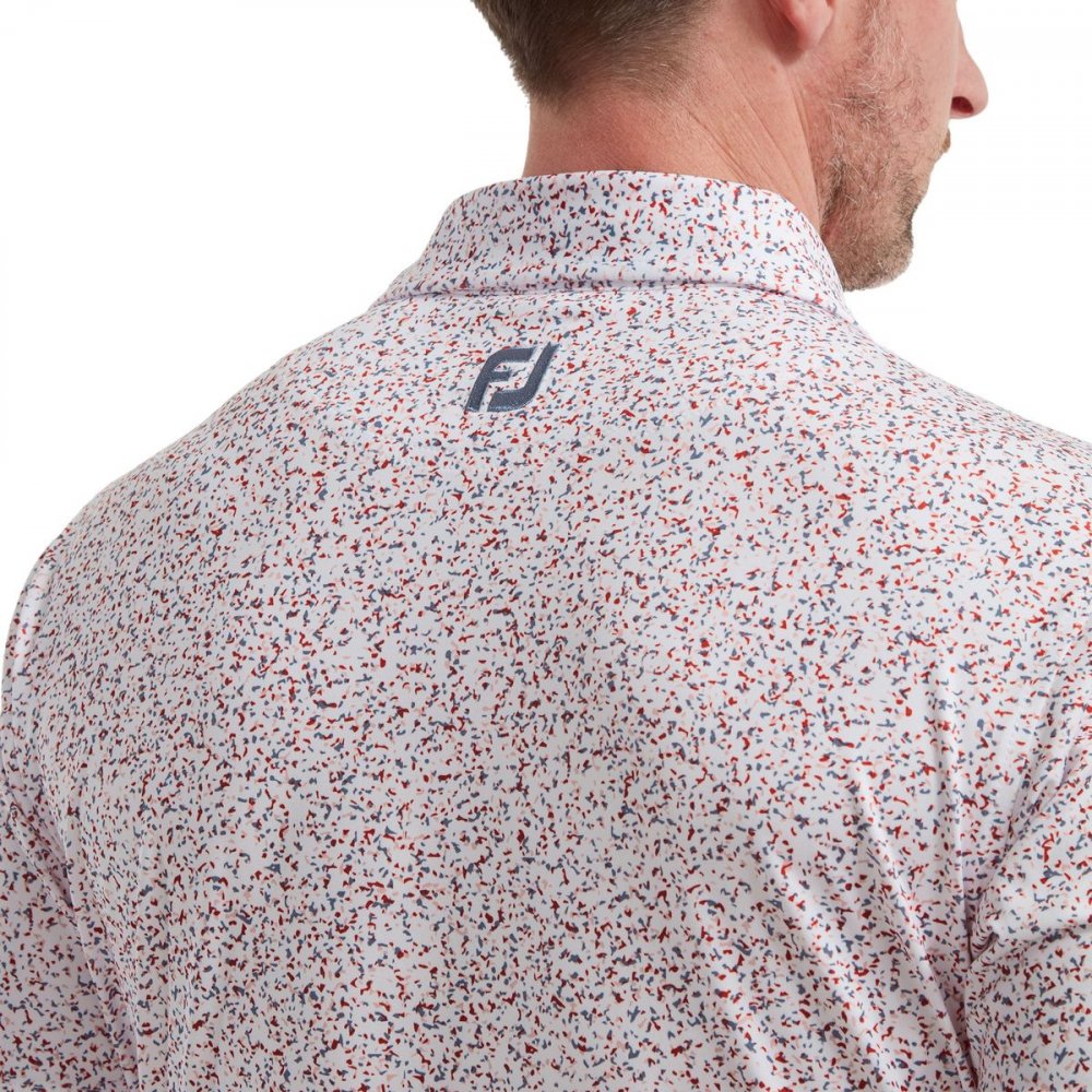 FootJoy Granite Print, White, Grey, golfové tričko pro muže