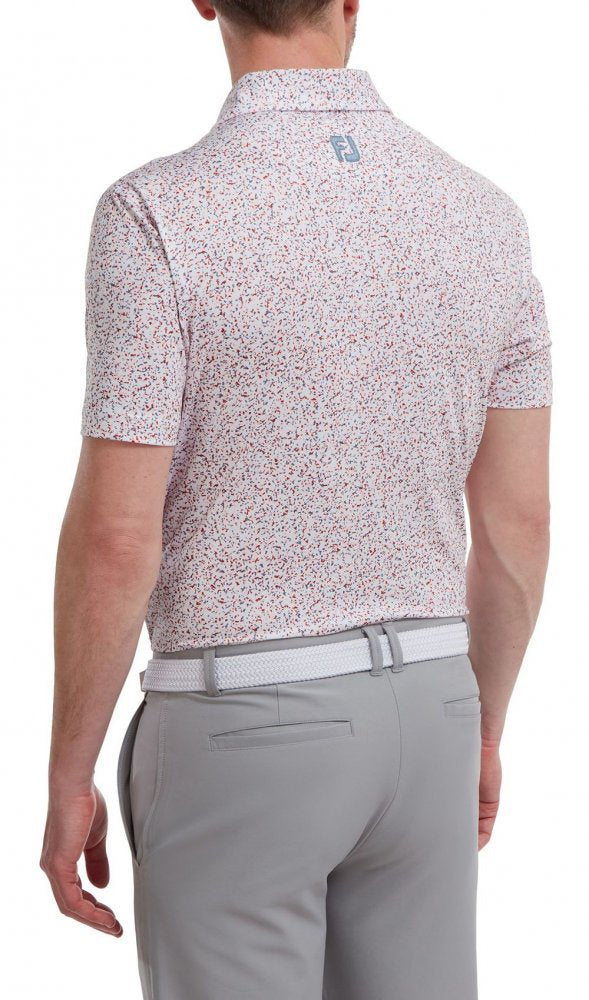 FootJoy Granite Print, White, Grey, golfové tričko pro muže