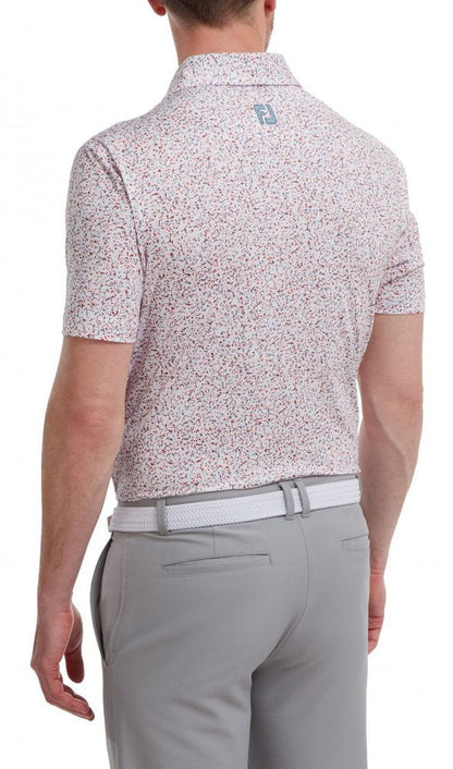FootJoy Granite Print, White, Grey, golfové tričko pro muže