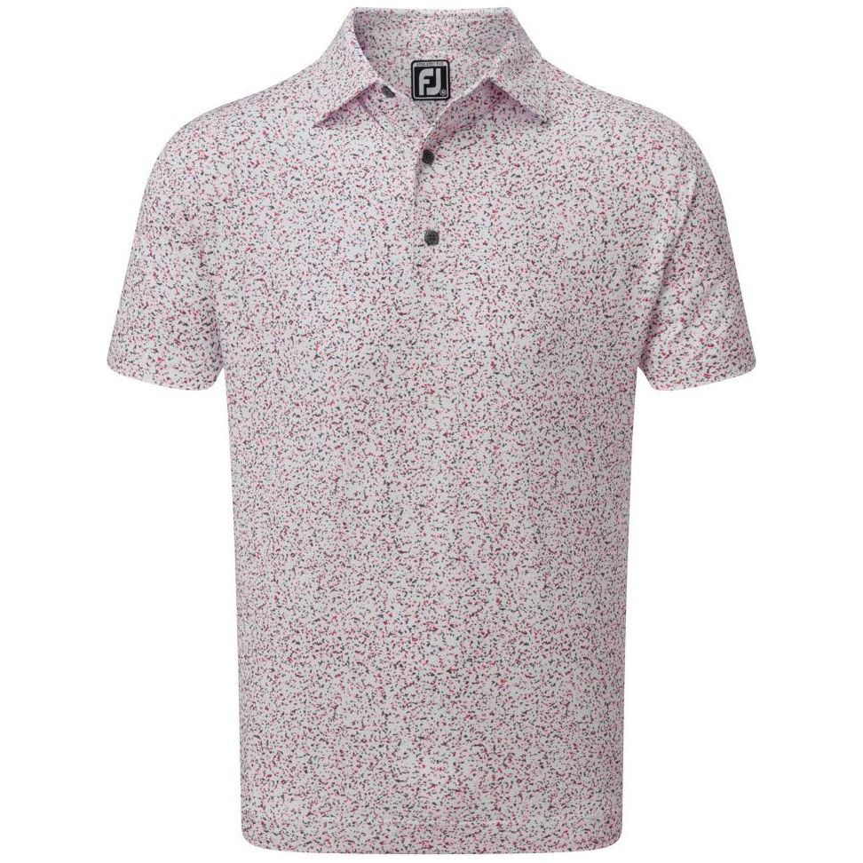 FootJoy Granite Print, White, Grey, golfové tričko pro muže