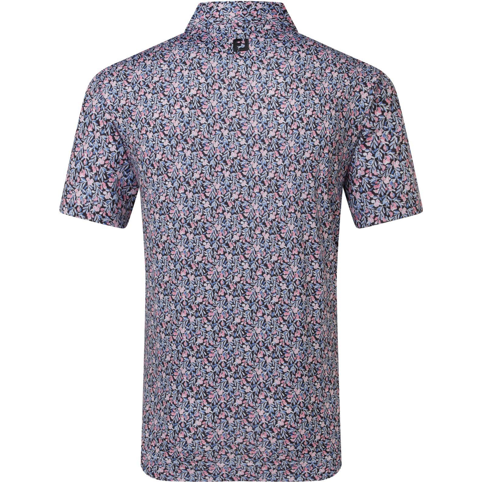 FootJoy Meadow Print Lisle, Black, Violet, pánské tričko na golf