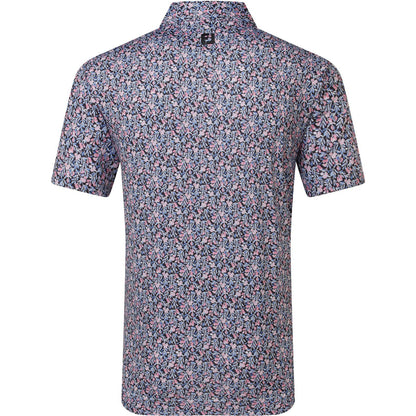 FootJoy Meadow Print Lisle, Black, Violet, pánské tričko na golf