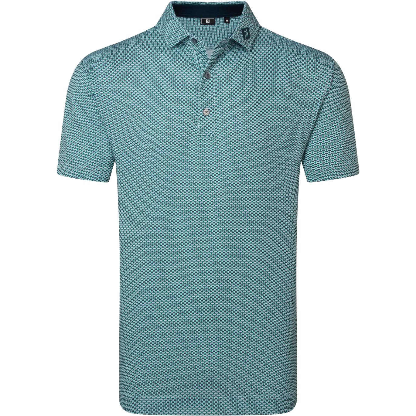 FootJoy Nautical Flag Print Lisle, Green, Navy, pánské golfové tričko