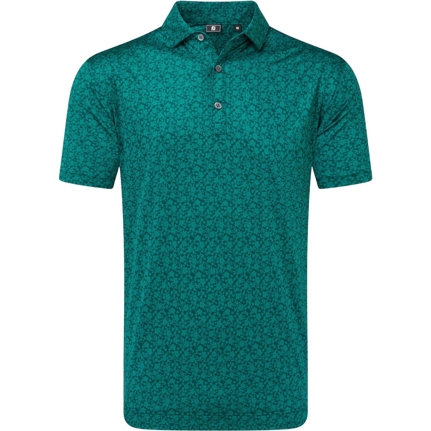 FootJoy Painted Floral Lisle, Green, pánské golfové tričko