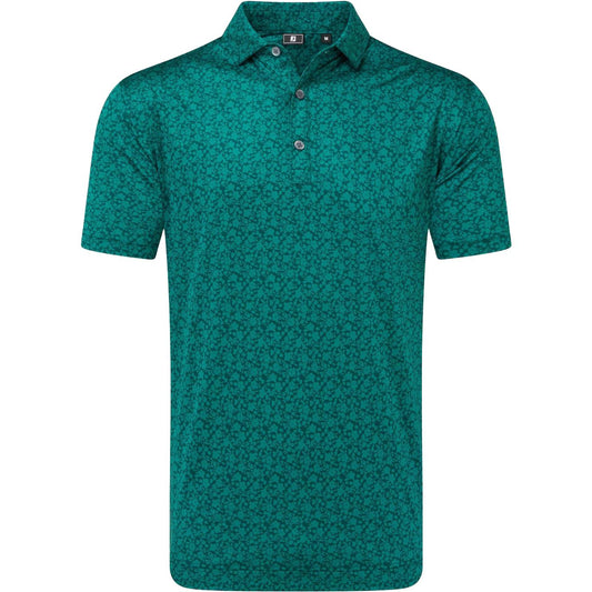 FootJoy Painted Floral Lisle, Green, pánské golfové tričko