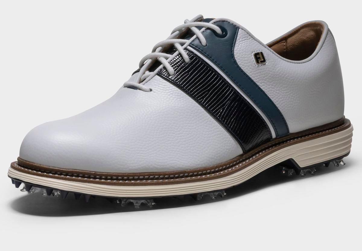 FootJoy Premiere Packard, White, Navy, luxusní pánské golfové boty