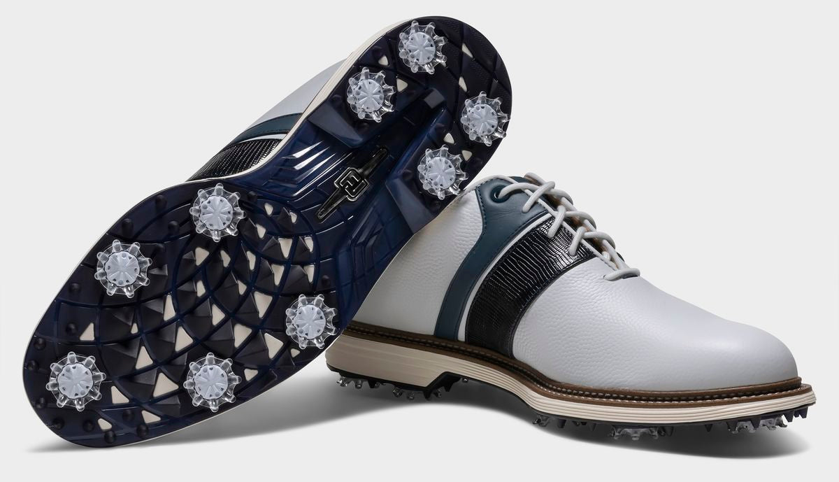 FootJoy Premiere Packard, White, Navy, luxusní pánské golfové boty