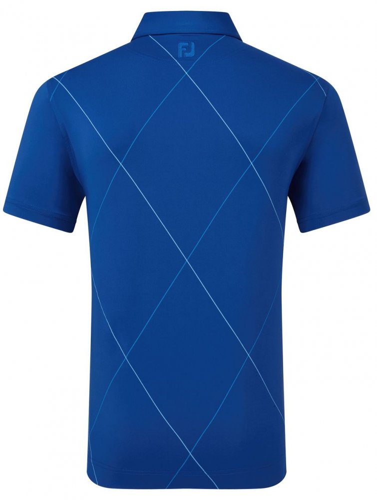 FootJoy Raker Print Lisle, Deep Blue, pánské golfové tričko