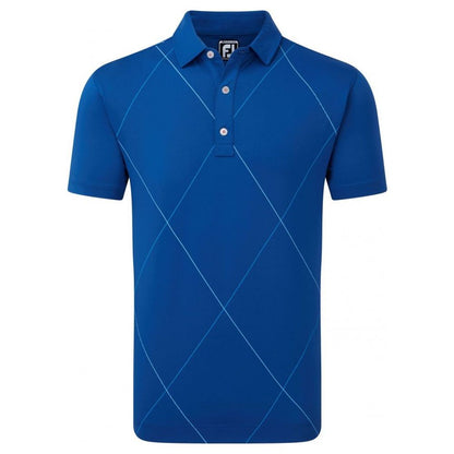 FootJoy Raker Print Lisle, Deep Blue, pánské golfové tričko