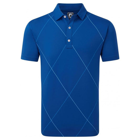 FootJoy Raker Print Lisle, Deep Blue, pánské golfové tričko