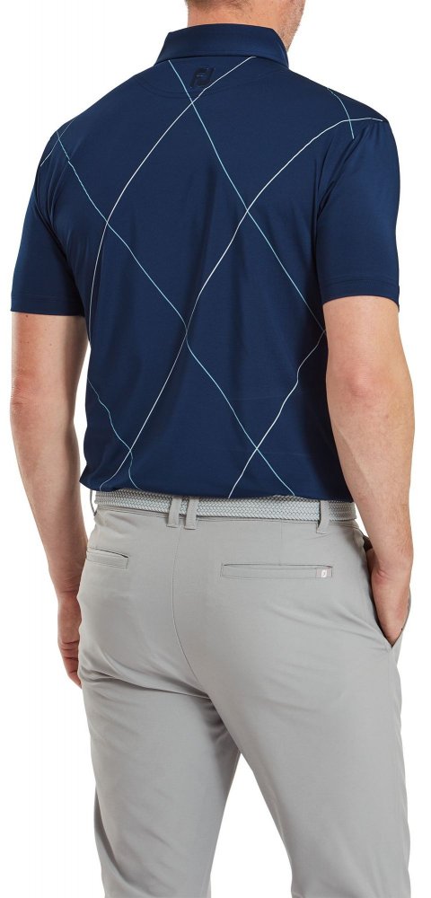 FootJoy Raker Print Lisle, Navy, pánské golfové tričko