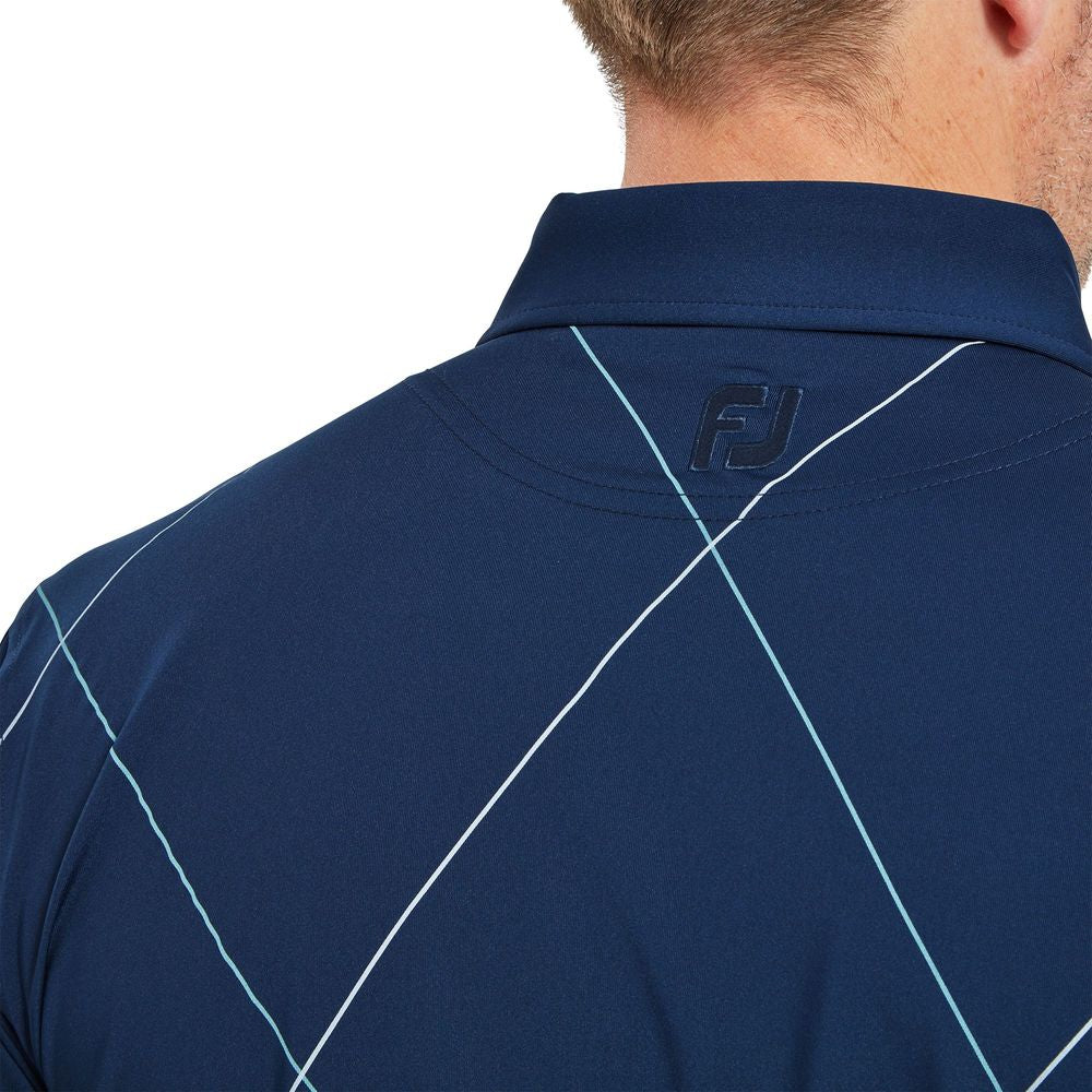 FootJoy Raker Print Lisle, Navy, pánské golfové tričko