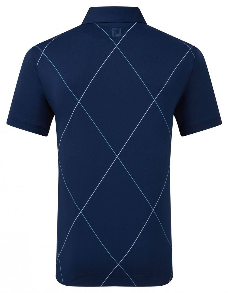 FootJoy Raker Print Lisle, Navy, pánské golfové tričko