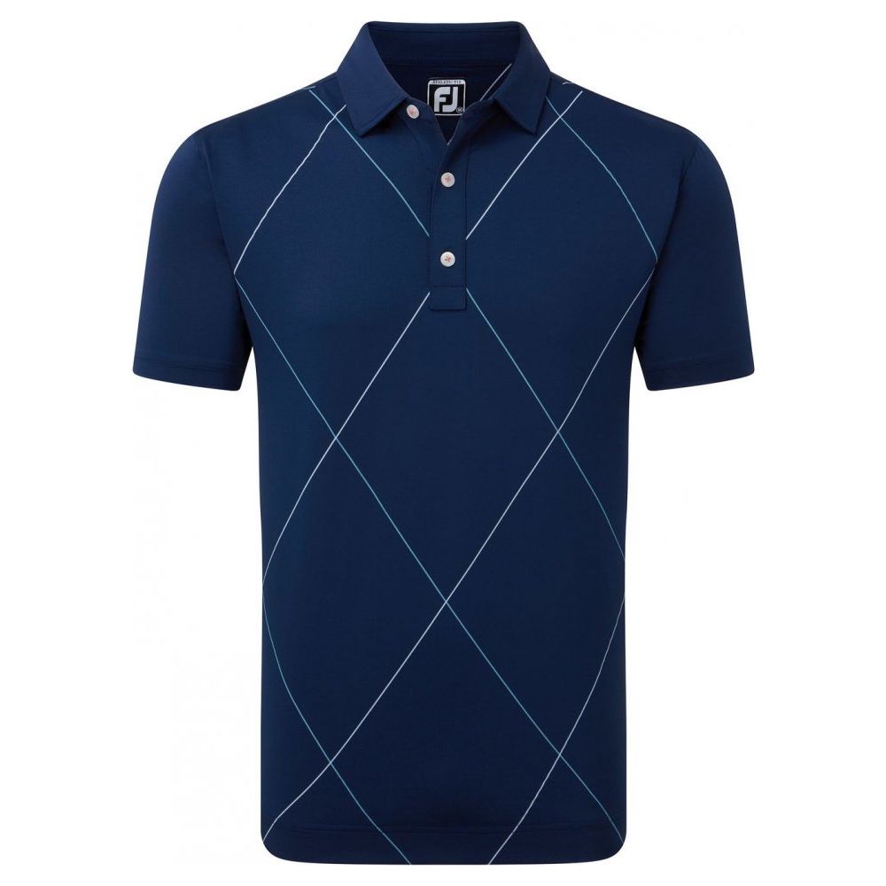 FootJoy Raker Print Lisle, Navy, pánské golfové tričko
