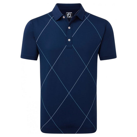 FootJoy Raker Print Lisle, Navy, pánské golfové tričko