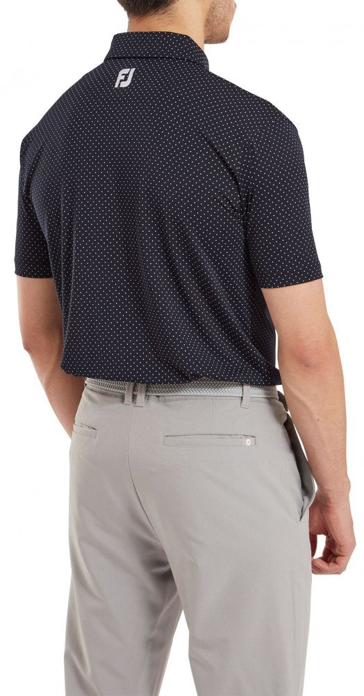 FootJoy Stretch Lisle Dot Print, Navy, pánské golfové tričko