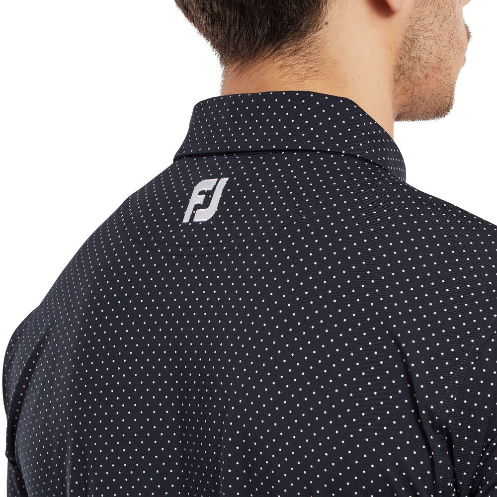 FootJoy Stretch Lisle Dot Print, Navy, pánské golfové tričko