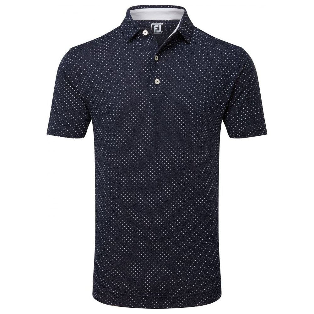 FootJoy Stretch Lisle Dot Print, Navy, pánské golfové tričko