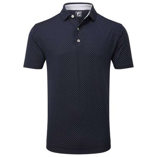 FootJoy Stretch Lisle Dot Print, Navy, pánské golfové tričko