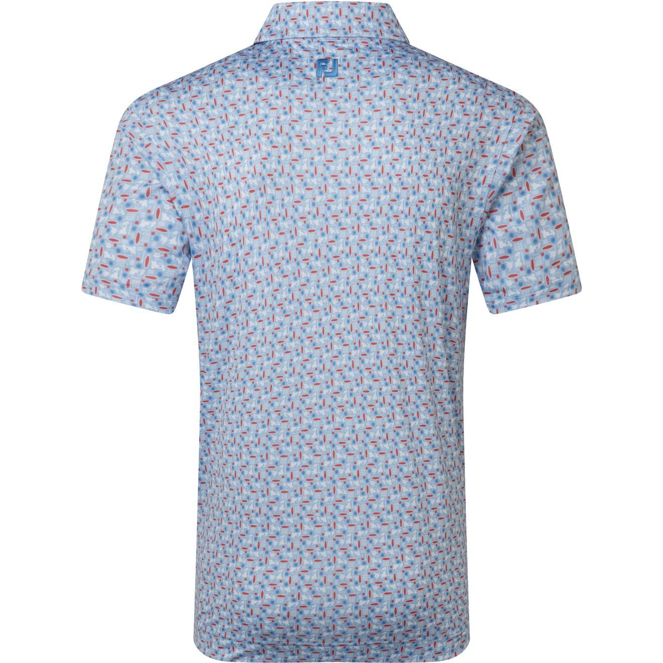FootJoy Surfs Up Print Lisle, Chambray, White, pánské tričko na golf