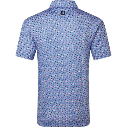 FootJoy Surfs Up Print Lisle, White, Violet, pánské tričko na golf