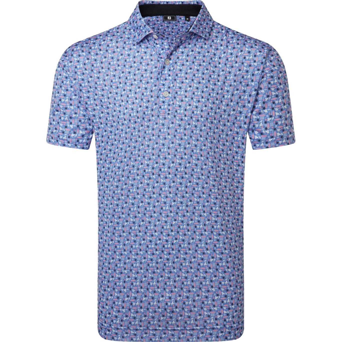FootJoy Surfs Up Print Lisle, White, Violet, pánské tričko na golf