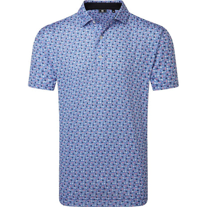 FootJoy Surfs Up Print Lisle, White, Violet, pánské tričko na golf