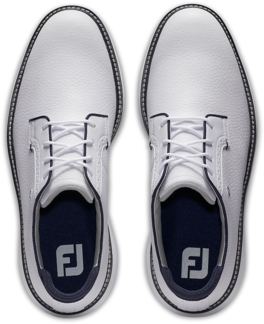 FootJoy Traditions Spikeless, White, Navy Blucher