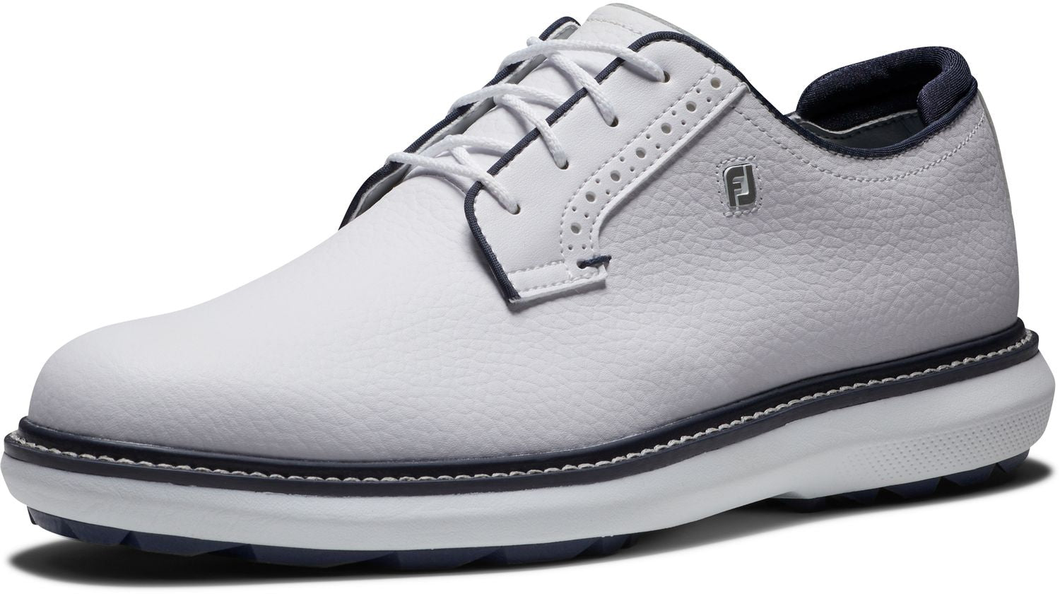 FootJoy Traditions Spikeless, White, Navy Blucher